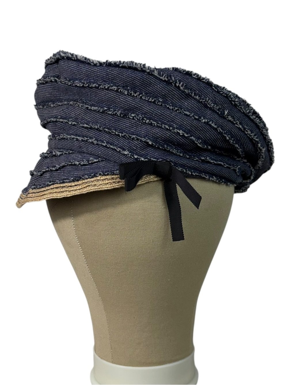 Grace Hats Blue Patchwork Striped Heritage Slouchy Hat Y2K Retro Coquette 90s